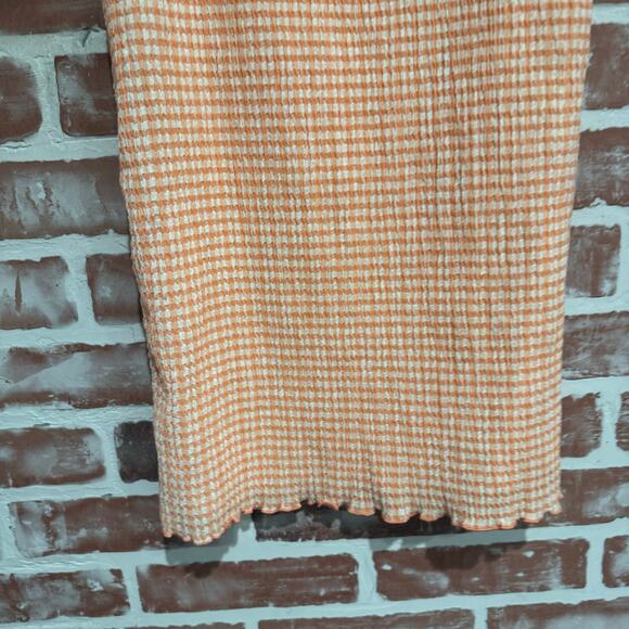 Wilfred Japanese Seersucker Check Slip Dress XS Orange White Midi - Picture 10 of 10